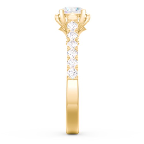 Solitaire Diamond Engagement Ring with Accents and Bow Detail