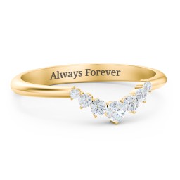 Graduated Diamond Tiara Wedding Band Ring in 9K Solid Yellow Gold with Diamond