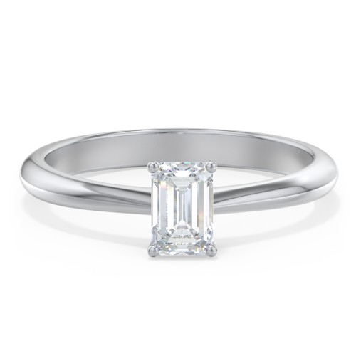 Classic Solitaire Engagement Ring – 14K White Gold