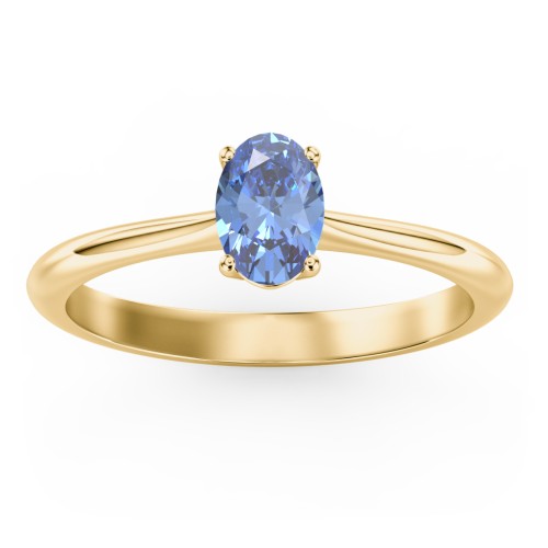 Classic Solitaire Engagement Ring – 9kt Yellow Gold with IceBlueSapp-OV-0.50