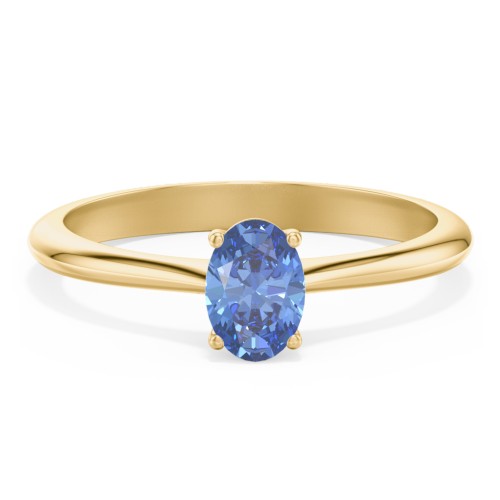 Classic Solitaire Engagement Ring – 9kt Yellow Gold with IceBlueSapp-OV-0.50