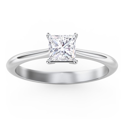 Classic Solitaire Engagement Ring – 14K White Gold