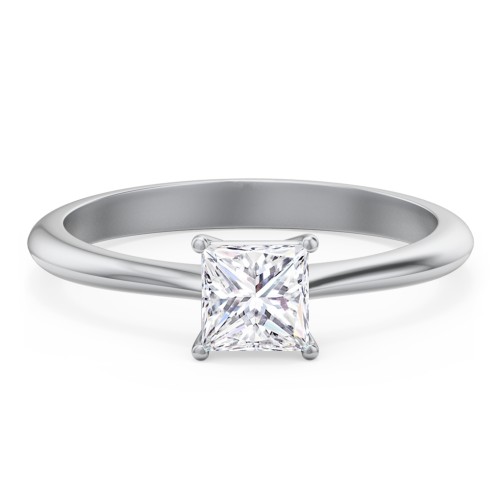 Classic Solitaire Engagement Ring – 14K White Gold