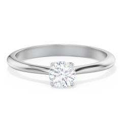 Classic Solitaire Engagement Ring – 14K White Gold