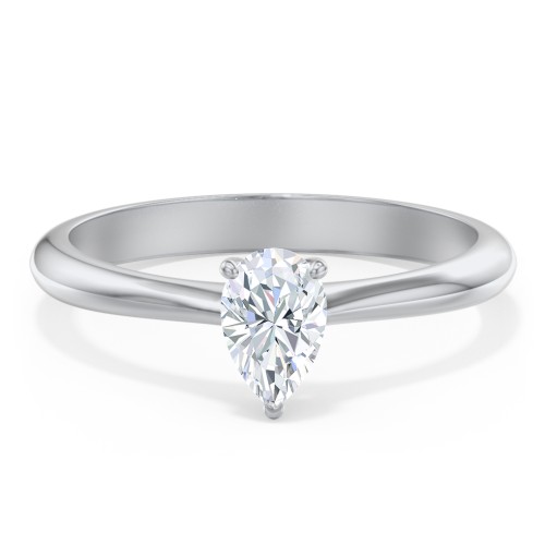 Classic Solitaire Engagement Ring – 14K White Gold