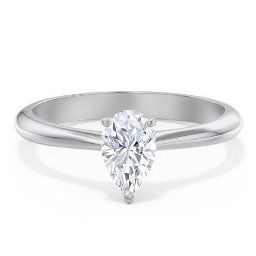 Classic Solitaire Engagement Ring – 14K White Gold