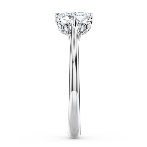 Solitaire Engagement Ring with Vintage Filigree Setting – 14K White Gold