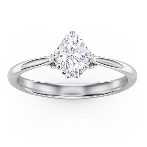 Solitaire Engagement Ring with Vintage Filigree Setting – 14K White Gold