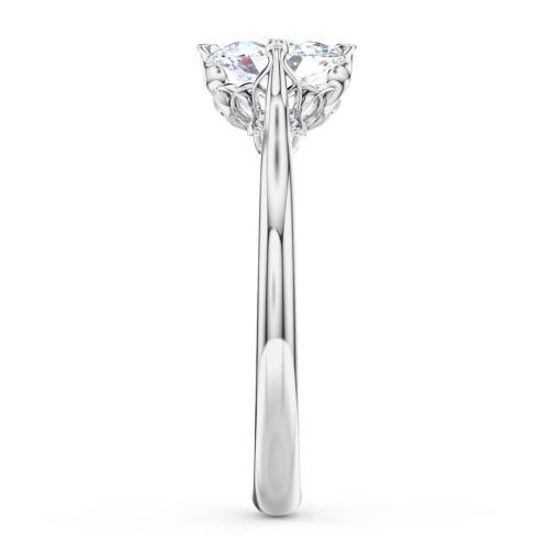 Solitaire Engagement Ring with Vintage Filigree Setting – 14K White Gold