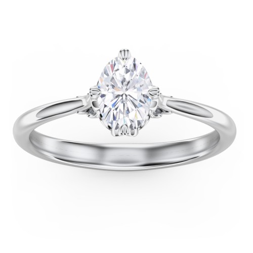 Solitaire Engagement Ring with Vintage Filigree Setting – 14K White Gold