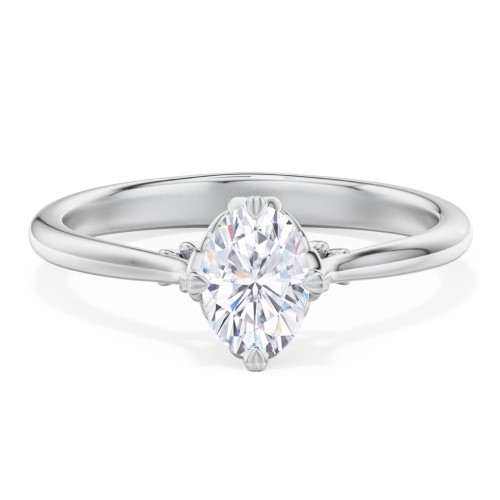 Solitaire Engagement Ring with Vintage Filigree Setting – 14K White Gold