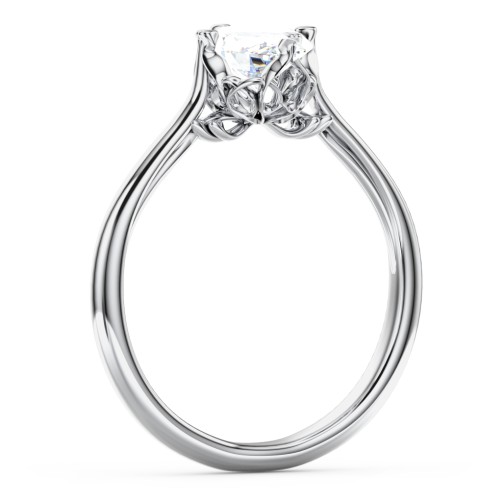 Solitaire Engagement Ring with Vintage Filigree Setting – 14K White Gold