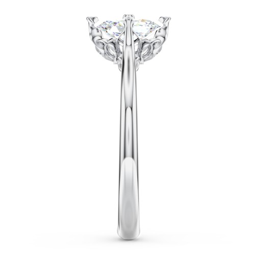 Solitaire Engagement Ring with Vintage Filigree Setting – 14K White Gold