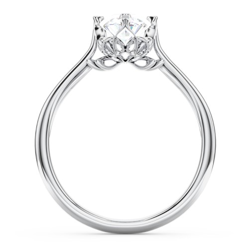 Solitaire Engagement Ring with Vintage Filigree Setting – 14K White Gold