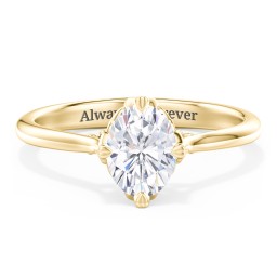 Solitaire Engagement Ring with Vintage Filigree Setting in 9K Solid Yellow Gold