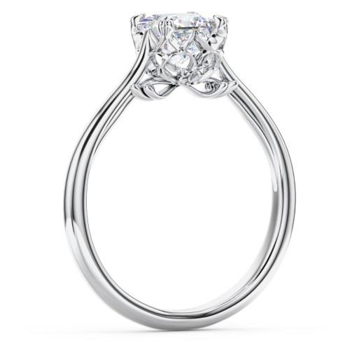 Solitaire Engagement Ring with Vintage Filigree Setting – 14K White Gold