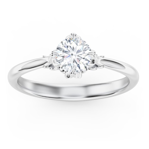 Solitaire Engagement Ring with Vintage Filigree Setting – 14K White Gold
