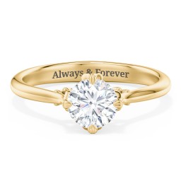 Solitaire Engagement Ring with Vintage Filigree Setting in 9K Solid Yellow Gold