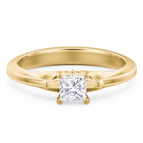 Solitaire Engagement Ring with Peaked Shoulders – 9kt Yellow Gold