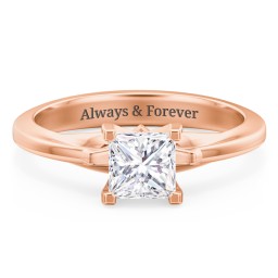 Solitaire Engagement Ring with Peaked Shoulders
