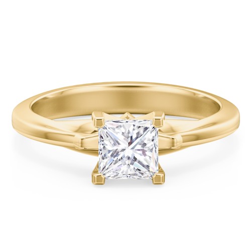 Solitaire Engagement Ring with Peaked Shoulders – 9kt Yellow Gold