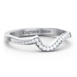 Twisted Wave Band Ring with Diamond Accents