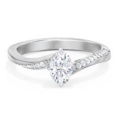 Solitaire Engagement Ring with Twisted Shoulder Accents