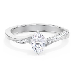 Solitaire Engagement Ring with Twisted Shoulder Accents
