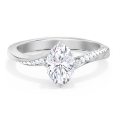 Solitaire Engagement Ring with Twisted Shoulder Accents