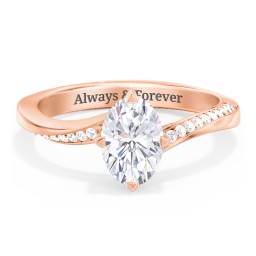 Solitaire Engagement Ring with Twisted Shoulder Accents
