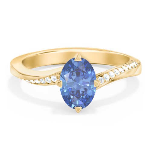 Solitaire Engagement Ring with Twisted Shoulder Accents