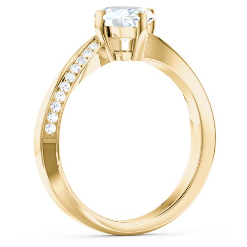 Solitaire Engagement Ring with Twisted Shoulder Accents – 9kt Yellow Gold with Lab Diamond