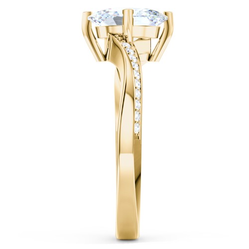 Solitaire Engagement Ring with Twisted Shoulder Accents – 9kt Yellow Gold with Lab Diamond