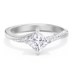 Solitaire Engagement Ring with Twisted Shoulder Accents