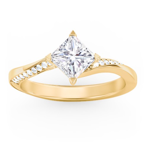 Solitaire Engagement Ring with Twisted Shoulder Accents