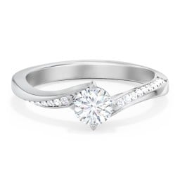 Solitaire Engagement Ring with Twisted Shoulder Accents