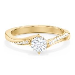 Solitaire Engagement Ring with Twisted Shoulder Accents