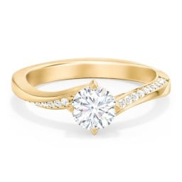 Solitaire Engagement Ring with Twisted Shoulder Accents