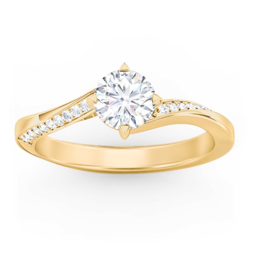 Solitaire Engagement Ring with Twisted Shoulder Accents