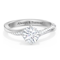 Solitaire Engagement Ring with Twisted Shoulder Accents