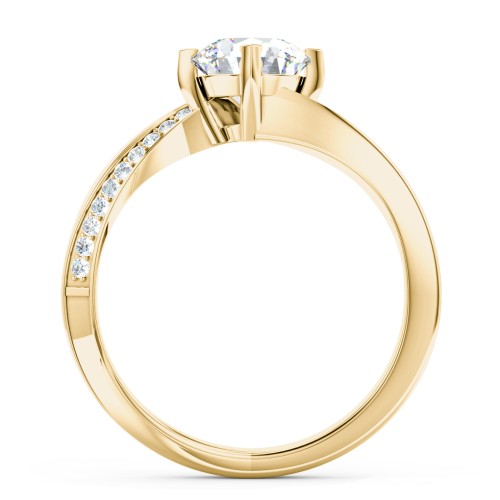 Solitaire Engagement Ring with Twisted Shoulder Accents – 9kt Yellow Gold with Lab Diamond