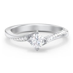 Solitaire Engagement Ring with Twisted Shoulder Accents