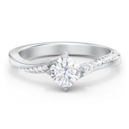 Solitaire Engagement Ring with Twisted Shoulder Accents