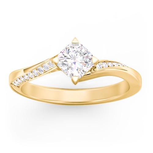 Solitaire Engagement Ring with Twisted Shoulder Accents