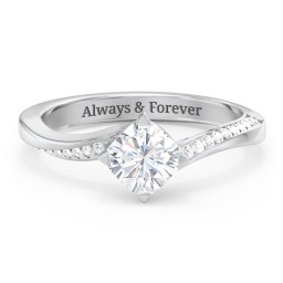 Solitaire Engagement Ring with Twisted Shoulder Accents