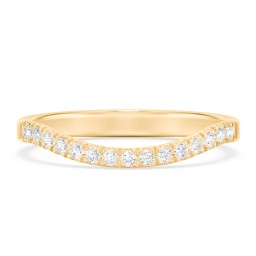 Micro Prong Half Eternity Curved Band in 9K Solid Yellow Gold with Lab Diamond