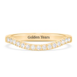 Micro Prong Half Eternity Curved Band in 9K Solid Yellow Gold with Lab Diamond