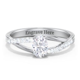 Solitaire Diamond Engagement Ring with Twisted Split Shank and Accents