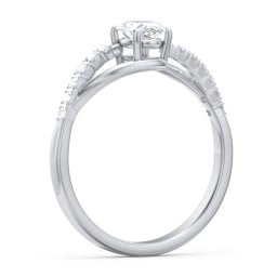 Solitaire Diamond Engagement Ring with Twisted Split Shank and Accents