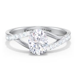 Solitaire Diamond Engagement Ring with Twisted Split Shank and Accents